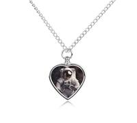 RLDOBOFE Astronaut Pet Cremation Necklaces for Ashes Personalized Pet Ashes Jewelry Heart Shaped Urn Pendant Custom Memorial Funeral Keepsake for Loss Dogs Cats