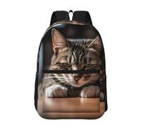 RLDOBOFE Backpack 17 In Travel Backpack for Men Women Casual Daypack A Tabby Cat Laptop Backpack Lightweight Double Shoulder Bag