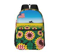 RLDOBOFE Backpack 17 In Travel Backpack for Men Women Casual Daypack American-Sunflower US-Flag Stripes Laptop Backpack Lightweight Double Shoulder Bag