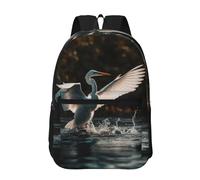 RLDOBOFE Backpack 17 In Travel Backpack for Men Women Casual Daypack An Egret in the Water Laptop Backpack Lightweight Double Shoulder Bag