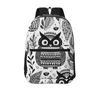 RLDOBOFE Backpack 17 In Travel Backpack for Men Women Casual Daypack Black and White Owl Laptop Backpack Lightweight Double Shoulder Bag