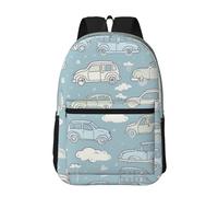 RLDOBOFE Backpack 17 In Travel Backpack for Men Women Casual Daypack Car Pattern Blue Laptop Backpack Lightweight Double Shoulder Bag
