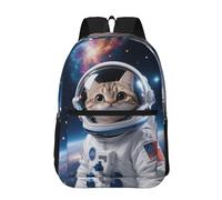 RLDOBOFE Backpack 17 In Travel Backpack for Men Women Casual Daypack Cat Astronaut Laptop Backpack Lightweight Double Shoulder Bag
