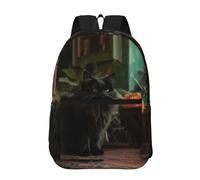 RLDOBOFE Backpack 17 In Travel Backpack for Men Women Casual Daypack Cat on Table Laptop Backpack Lightweight Double Shoulder Bag