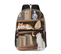 RLDOBOFE Backpack 17 In Travel Backpack for Men Women Casual Daypack Cat on the Shelf Laptop Backpack Lightweight Double Shoulder Bag
