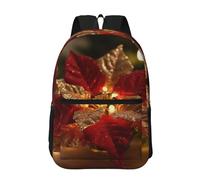 RLDOBOFE Backpack 17 In Travel Backpack for Men Women Casual Daypack Christmas Glitter Flowers Laptop Backpack Lightweight Double Shoulder Bag