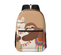 RLDOBOFE Backpack 17 In Travel Backpack for Men Women Casual Daypack Cute Sloth and Llama Hug Laptop Backpack Lightweight Double Shoulder Bag