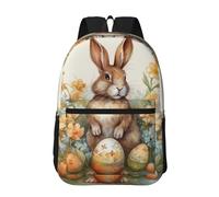 RLDOBOFE Backpack 17 In Travel Backpack for Men Women Casual Daypack Easter Eggs and Rabbits Laptop Backpack Lightweight Double Shoulder Bag