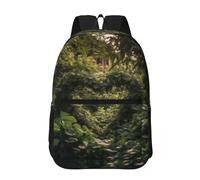 RLDOBOFE Backpack 17 In Travel Backpack for Men Women Casual Daypack Green Leaves Heart Shape Laptop Backpack Lightweight Double Shoulder Bag