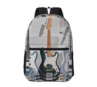 RLDOBOFE Backpack 17 In Travel Backpack for Men Women Casual Daypack Guitar Bass Music Musical Instruments Laptop Backpack Lightweight Double Shoulder Bag