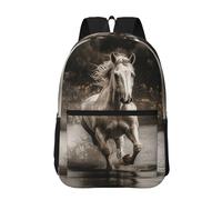 RLDOBOFE Backpack 17 In Travel Backpack for Men Women Casual Daypack Horse Running by the Water Laptop Backpack Lightweight Double Shoulder Bag
