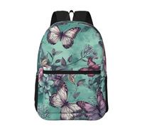 RLDOBOFE Backpack 17 In Travel Backpack for Men Women Casual Daypack Mint Green Butterfly Laptop Backpack Lightweight Double Shoulder Bag
