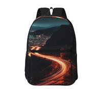 RLDOBOFE Backpack 17 In Travel Backpack for Men Women Casual Daypack Mountain Road at Night Laptop Backpack Lightweight Double Shoulder Bag
