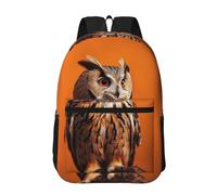 RLDOBOFE Backpack 17 In Travel Backpack for Men Women Casual Daypack Owl Sitting on Orange Background Laptop Backpack Lightweight Double Shoulder Bag