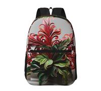 RLDOBOFE Backpack 17 In Travel Backpack for Men Women Casual Daypack Red and Green Flowers Laptop Backpack Lightweight Double Shoulder Bag