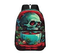RLDOBOFE Backpack 17 In Travel Backpack for Men Women Casual Daypack Skull Smoking Laptop Backpack Lightweight Double Shoulder Bag