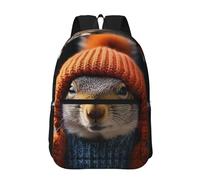 RLDOBOFE Backpack 17 In Travel Backpack for Men Women Casual Daypack Squirrel Wearing Hat Laptop Backpack Lightweight Double Shoulder Bag