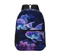 RLDOBOFE Backpack 17 In Travel Backpack for Men Women Casual Daypack Two Blue Fish Laptop Backpack Lightweight Double Shoulder Bag