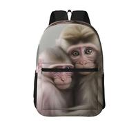 RLDOBOFE Backpack 17 In Travel Backpack for Men Women Casual Daypack Two Macaques Hugging Laptop Backpack Lightweight Double Shoulder Bag