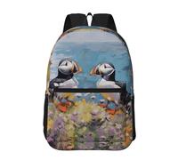 RLDOBOFE Backpack 17 In Travel Backpack for Men Women Casual Daypack Two Puffins Laptop Backpack Lightweight Double Shoulder Bag