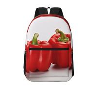 RLDOBOFE Backpack 17 In Travel Backpack for Men Women Casual Daypack Two Red Bell Peppers Laptop Backpack Lightweight Double Shoulder Bag