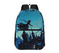 RLDOBOFE Backpack 17 In Travel Backpack for Men Women Casual Daypack Witch Flies over the Castle Laptop Backpack Lightweight Double Shoulder Bag