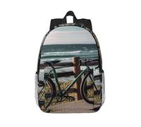 RLDOBOFE Backpack for Men Women Casual Daypack Bicycle Leaning on Fence Laptop Backpack 15 In Lightweight Travel Backpack for Work Hiking
