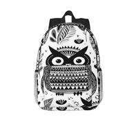 RLDOBOFE Backpack for Men Women Casual Daypack Black and White Owl Laptop Backpack 15 In Lightweight Travel Backpack for Work Hiking