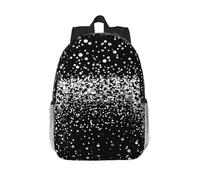 RLDOBOFE Backpack for Men Women Casual Daypack Black White Glitter Laptop Backpack 15 In Lightweight Travel Backpack for Work Hiking
