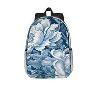 RLDOBOFE Backpack for Men Women Casual Daypack Blue White Floral Pattern Laptop Backpack 15 In Lightweight Travel Backpack for Work Hiking