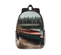 RLDOBOFE Backpack for Men Women Casual Daypack Boat Moored on Shore Laptop Backpack 15 In Lightweight Travel Backpack for Work Hiking