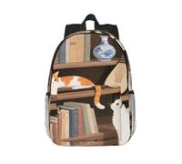 RLDOBOFE Backpack for Men Women Casual Daypack Cat on the Shelf Laptop Backpack 15 In Lightweight Travel Backpack for Work Hiking