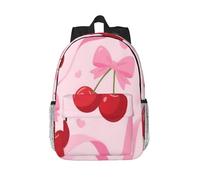 RLDOBOFE Backpack for Men Women Casual Daypack Cherry Pink Bow With Red Lips Laptop Backpack 15 In Lightweight Travel Backpack for Work Hiking