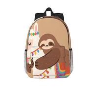 RLDOBOFE Backpack for Men Women Casual Daypack Cute Sloth and Llama Hug Laptop Backpack 15 In Lightweight Travel Backpack for Work Hiking
