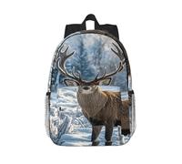 RLDOBOFE Backpack for Men Women Casual Daypack Deer on frozen wilderness Laptop Backpack 15 In Lightweight Travel Backpack for Work Hiking