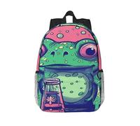 RLDOBOFE Backpack for Men Women Casual Daypack Frog Staring at Bottle Laptop Backpack 15 In Lightweight Travel Backpack for Work Hiking