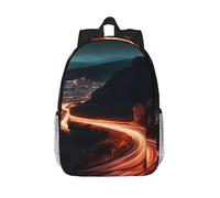 RLDOBOFE Backpack for Men Women Casual Daypack Mountain Road at Night Laptop Backpack 15 In Lightweight Travel Backpack for Work Hiking