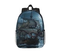 RLDOBOFE Backpack for Men Women Casual Daypack Octopus Kraken Pirate Ship Ocean Laptop Backpack 15 In Lightweight Travel Backpack for Work Hiking