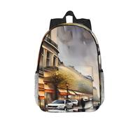 RLDOBOFE Backpack for Men Women Casual Daypack Oil Painting Paris Street Scene Eiffel Tower Laptop Backpack 15 In Lightweight Travel Backpack for Work Hiking