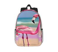 RLDOBOFE Backpack for Men Women Casual Daypack One Pink Flamingo on Beach Laptop Backpack 15 In Lightweight Travel Backpack for Work Hiking