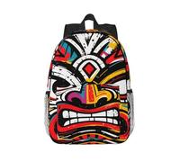 RLDOBOFE Backpack for Men Women Casual Daypack Painted Tiki Masks Laptop Backpack 15 In Lightweight Travel Backpack for Work Hiking