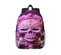 RLDOBOFE Backpack for Men Women Casual Daypack Pink Skull Laptop Backpack 15 In Lightweight Travel Backpack for Work Hiking