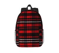 RLDOBOFE Backpack for Men Women Casual Daypack Plaid Red and Black Laptop Backpack 15 In Lightweight Travel Backpack for Work Hiking