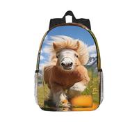 RLDOBOFE Backpack for Men Women Casual Daypack Pony and Mountain Laptop Backpack 15 In Lightweight Travel Backpack for Work Hiking