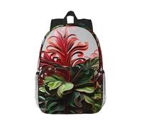 RLDOBOFE Backpack for Men Women Casual Daypack Red and Green Flowers Laptop Backpack 15 In Lightweight Travel Backpack for Work Hiking