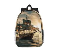 RLDOBOFE Backpack for Men Women Casual Daypack Ship Sailing Alone Laptop Backpack 15 In Lightweight Travel Backpack for Work Hiking