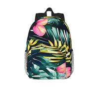 RLDOBOFE Backpack for Men Women Casual Daypack Tropical Summer Hawaiian Flower Palm Leaves Laptop Backpack 15 In Lightweight Travel Backpack for Work Hiking