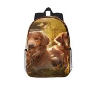 RLDOBOFE Backpack for Men Women Casual Daypack Two Golden Retrievers Laptop Backpack 15 In Lightweight Travel Backpack for Work Hiking