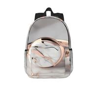 RLDOBOFE Backpack for Men Women Casual Daypack White Marble Rose Gold pattern Laptop Backpack 15 In Lightweight Travel Backpack for Work Hiking