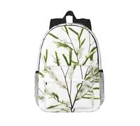 RLDOBOFE Backpack for Men Women Casual Daypack White Natural Plant Green Twig Laptop Backpack 15 In Lightweight Travel Backpack for Work Hiking